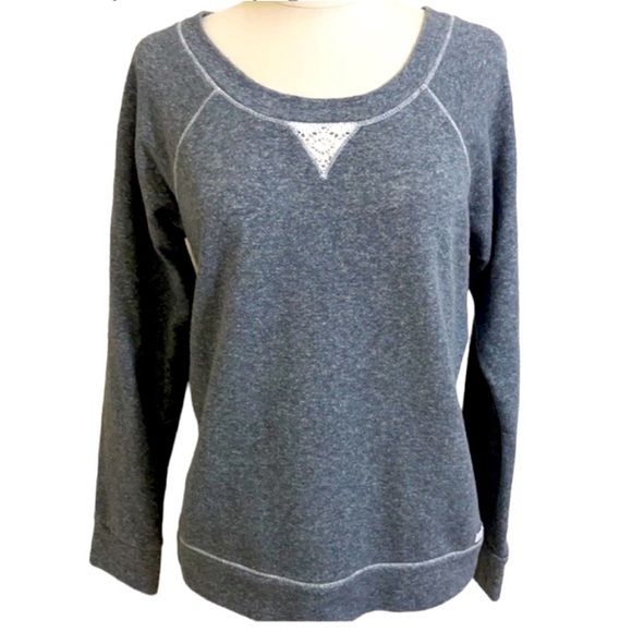 Kensie Jewelry - KENSIE Womens Gray Lace Trimmed Sweatshirt Size Medium